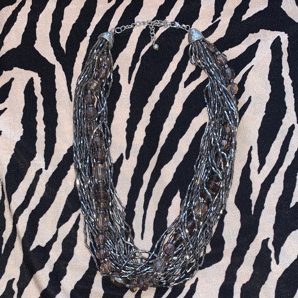 Elegant Multi-Strand Black and Brown Necklace